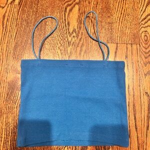 Blue Ribbed Crop Top